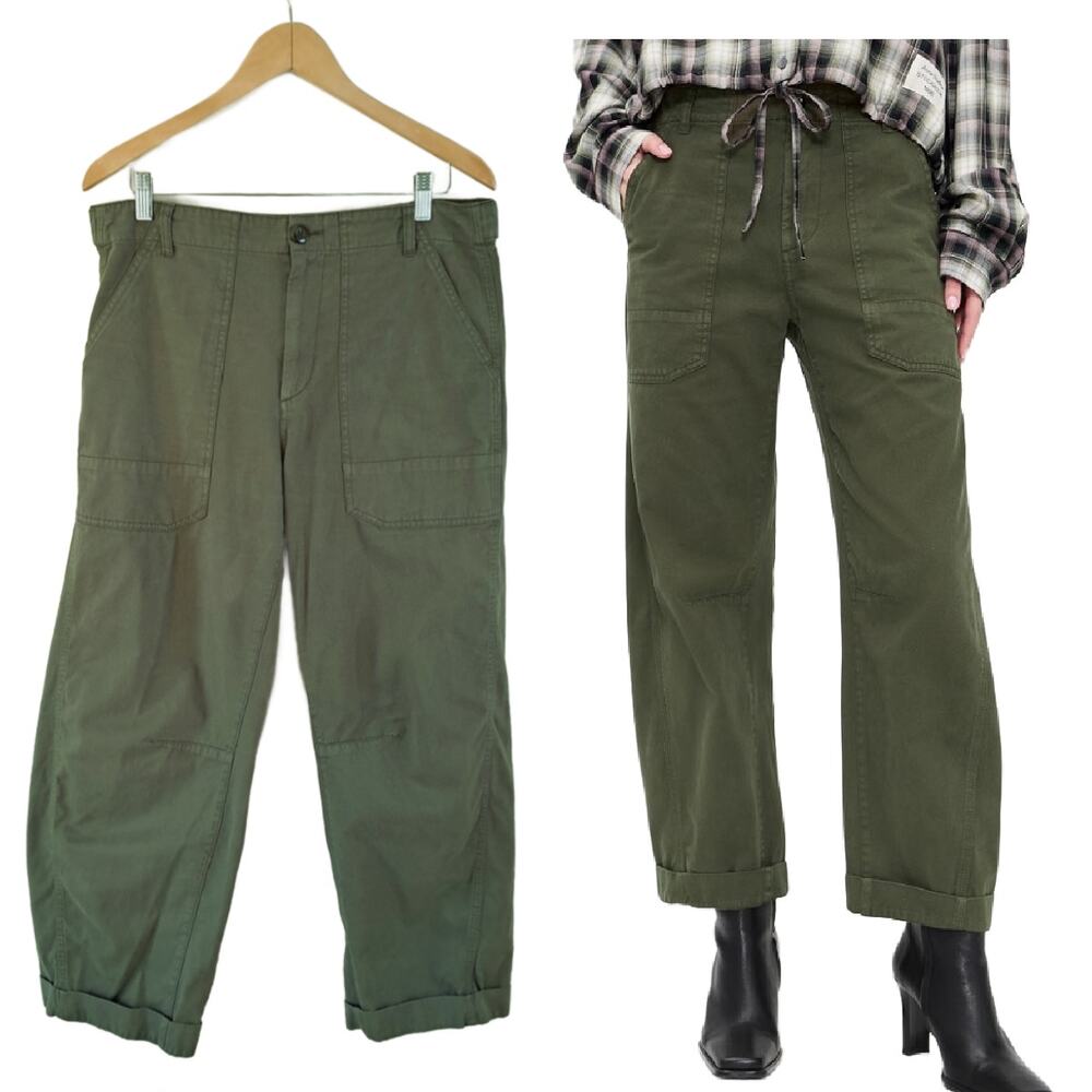 PISTOLA Tori Bowed Leg Utility Pant Size 29 Sequia Green Barrel Wide Leg